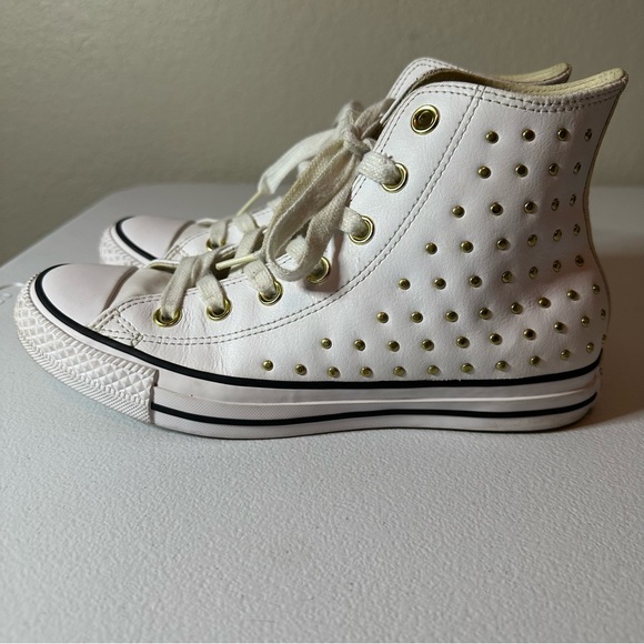 Converse White and Gold Studded High-Top Sneakers - Picture 6 of 10